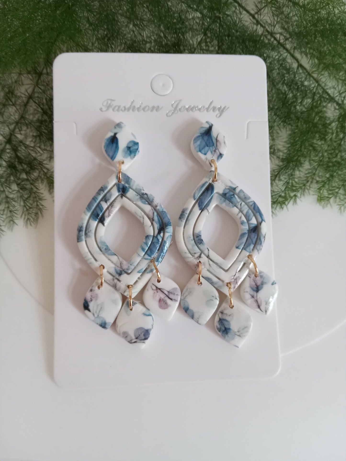 Handmade White Floral Dangle Earrings – Lightweight Boho Statement Jewelry