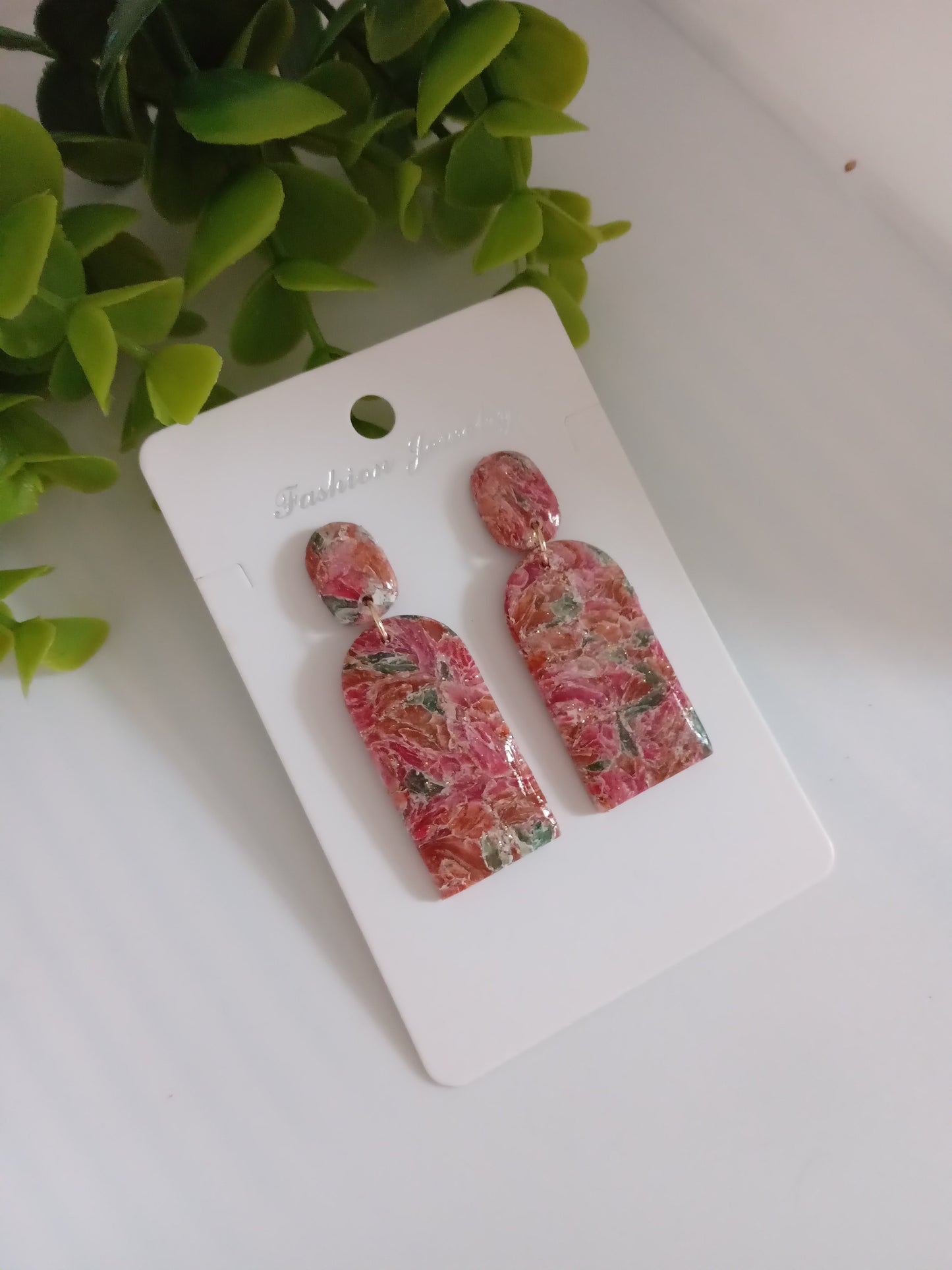 Pink Polymer Clay Earrings | Handmade Art Earrings for Women