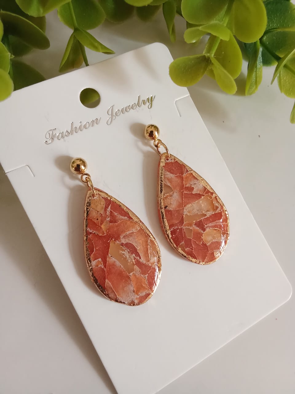 Elegant Handmade Clay Earrings - Agate Look Floral, Modern &Geometric Style