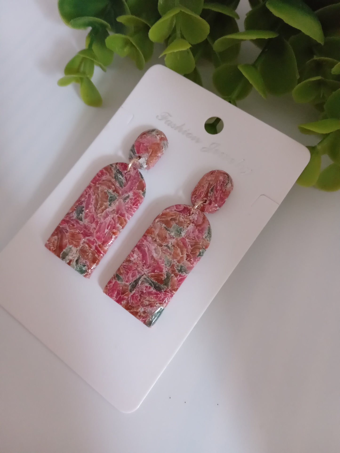 Pink Polymer Clay Earrings | Handmade Art Earrings for Women