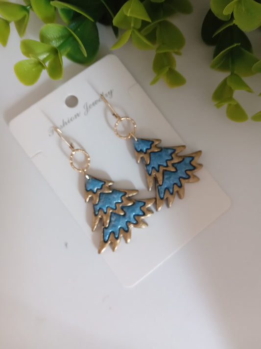 Handmade Christmas Tree Earrings- Holiday Earrings- Lightweight Festive Jewelry Gift for Her