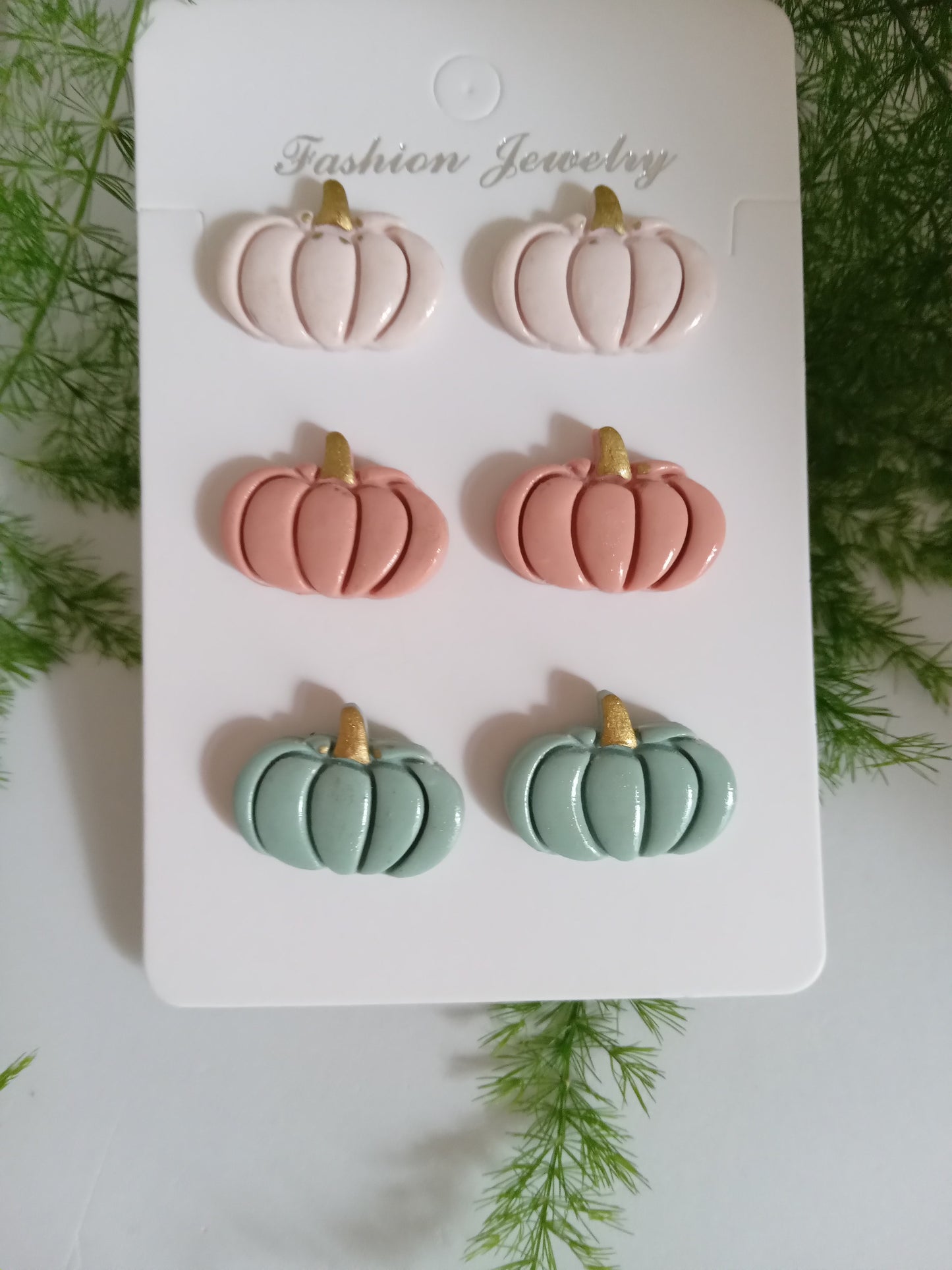 Pastel Pumpkin Polymer Clay Earrings - Cute Fall Studs for Autumn and Halloween