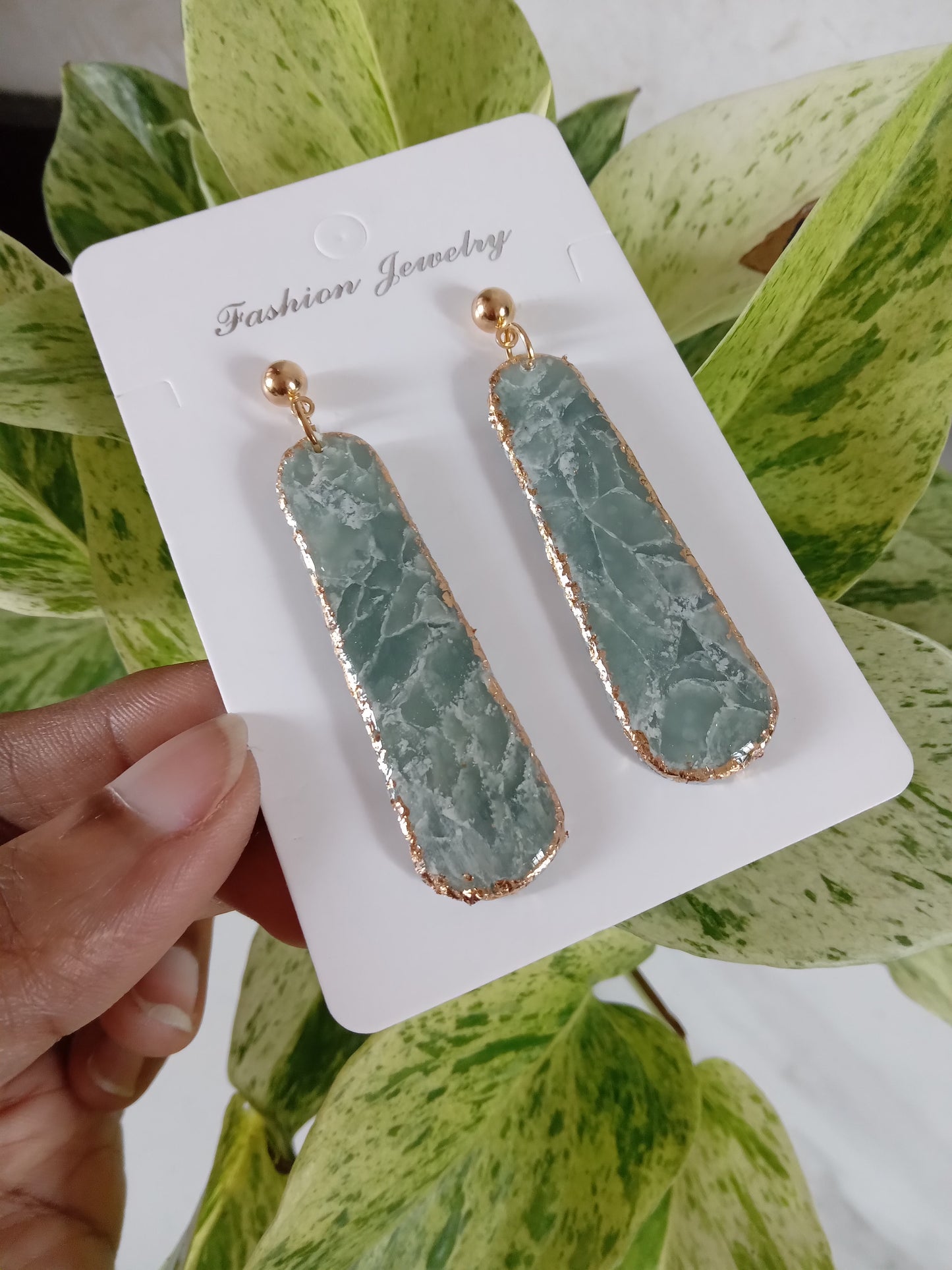 Elegant Aqua Stone Dangle Earrings - Handmade Statement Jewelry