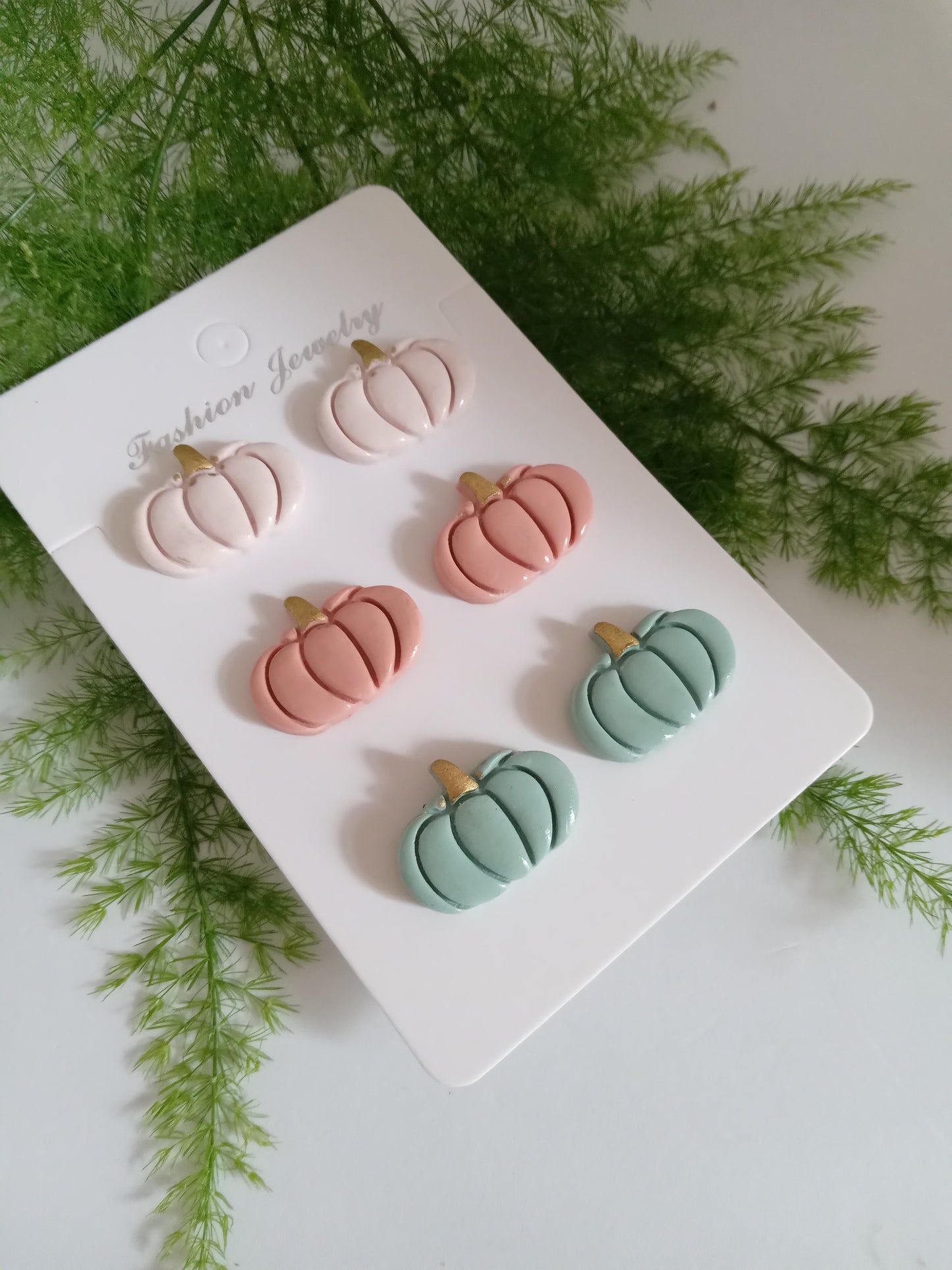 Pastel Pumpkin Polymer Clay Earrings - Cute Fall Studs for Autumn and Halloween