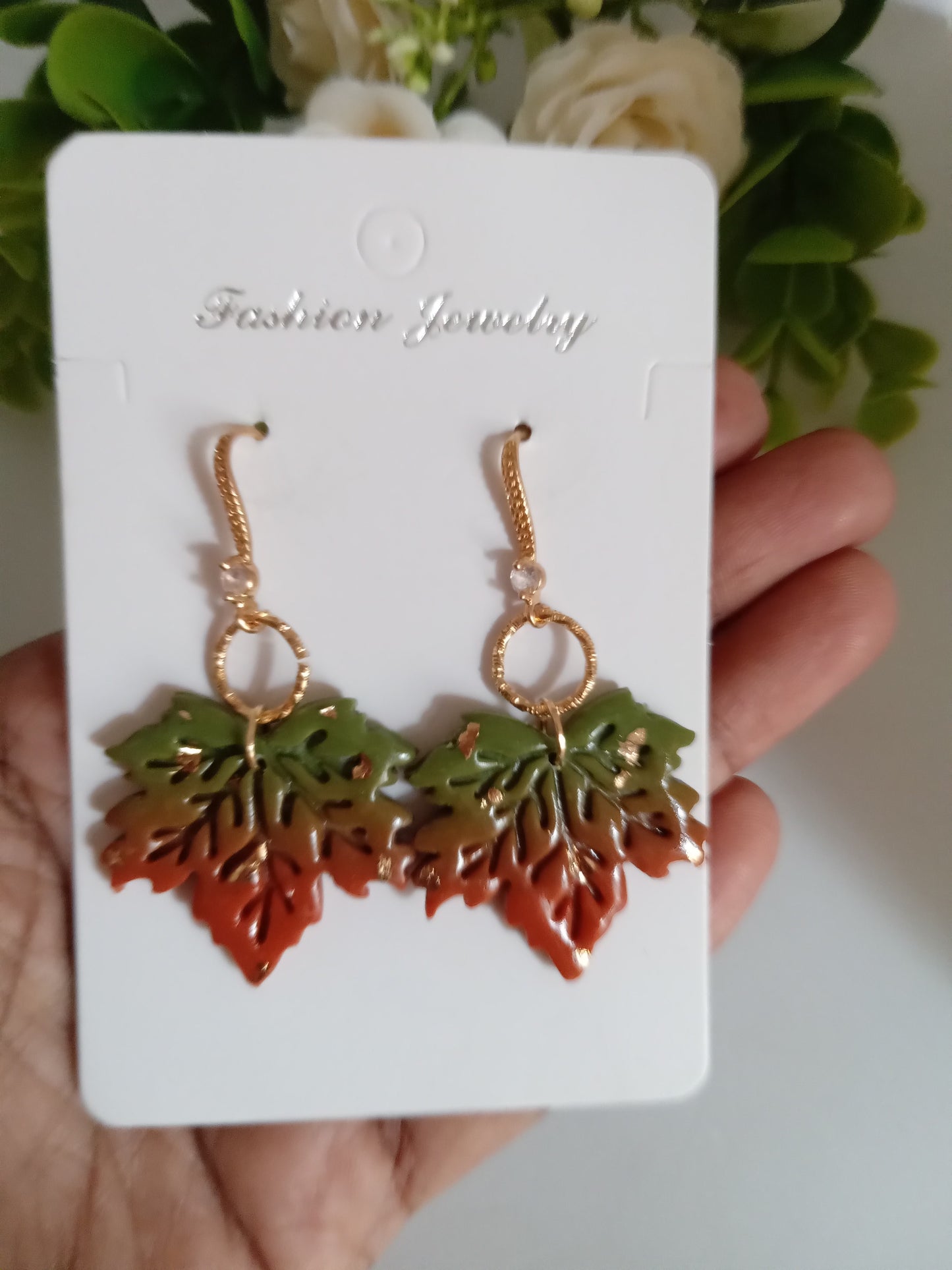 Fall Leaf Drop Earrings- Handmade Polymer Clay Maple Earrings/Autumn Jewelry for Women