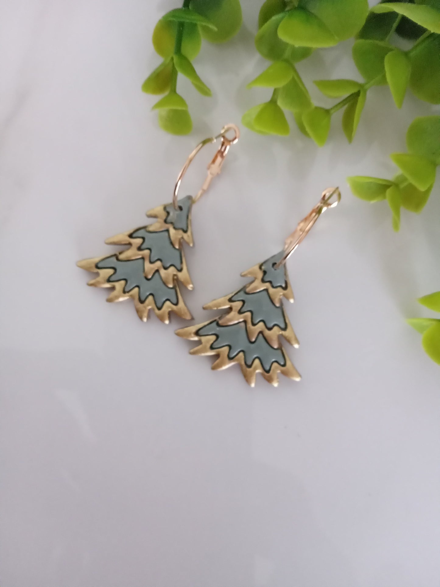 Christmas Tree Hoop Earrings – Handmade Polymer Clay Holiday Jewelry Gift for Women