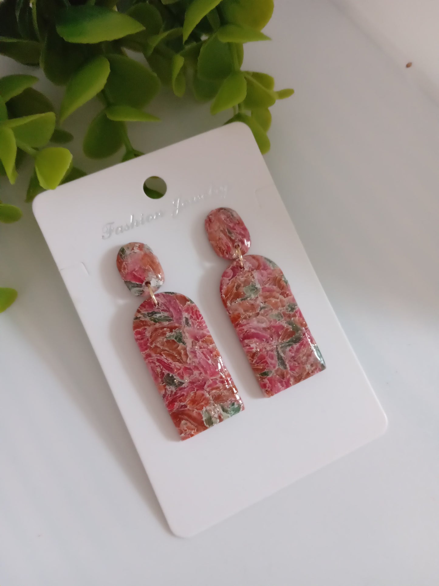 Pink Polymer Clay Earrings | Handmade Art Earrings for Women