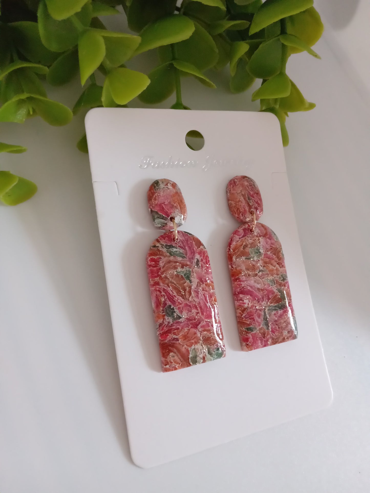 Pink Polymer Clay Earrings | Handmade Art Earrings for Women