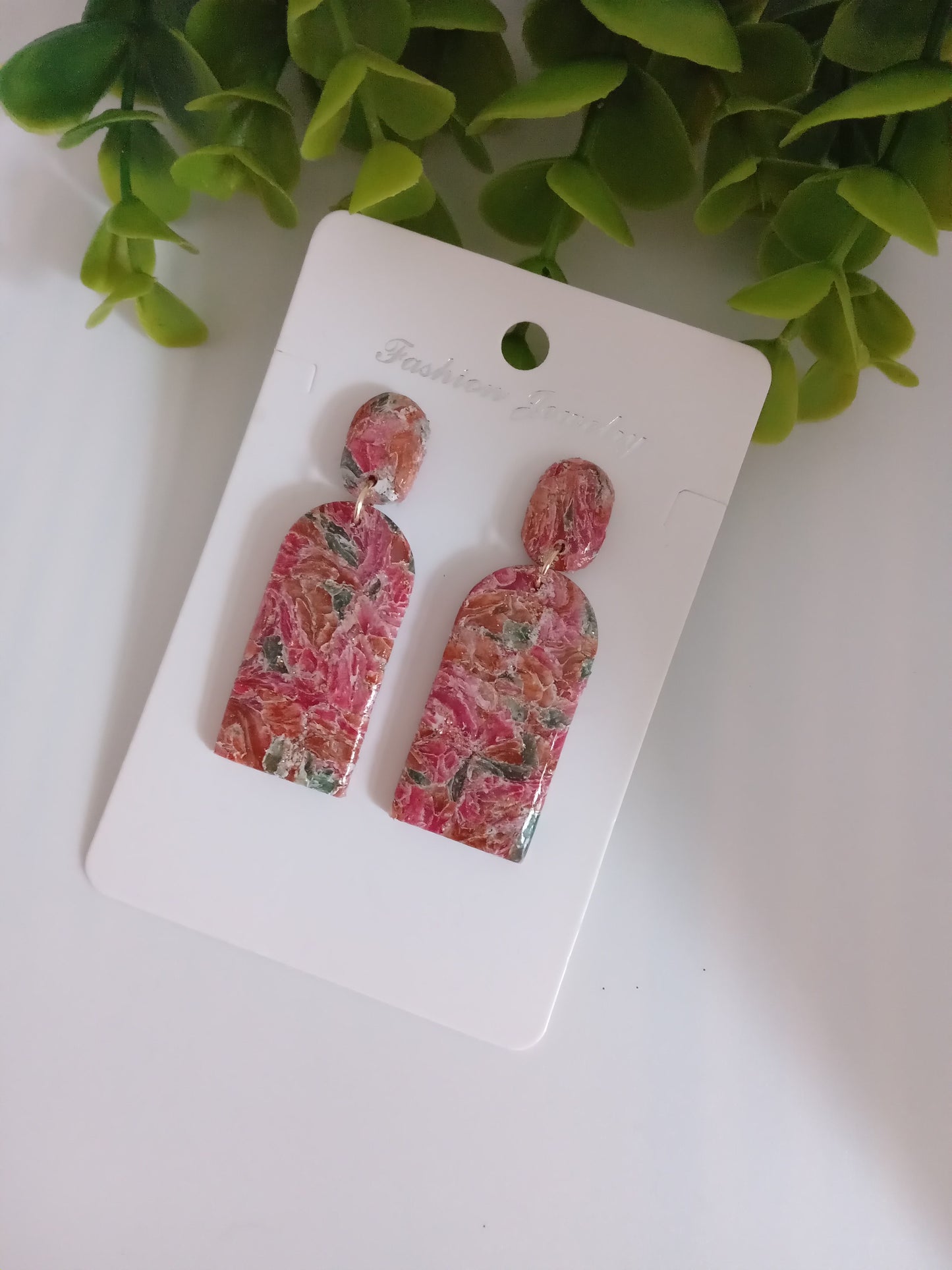 Pink Polymer Clay Earrings | Handmade Art Earrings for Women