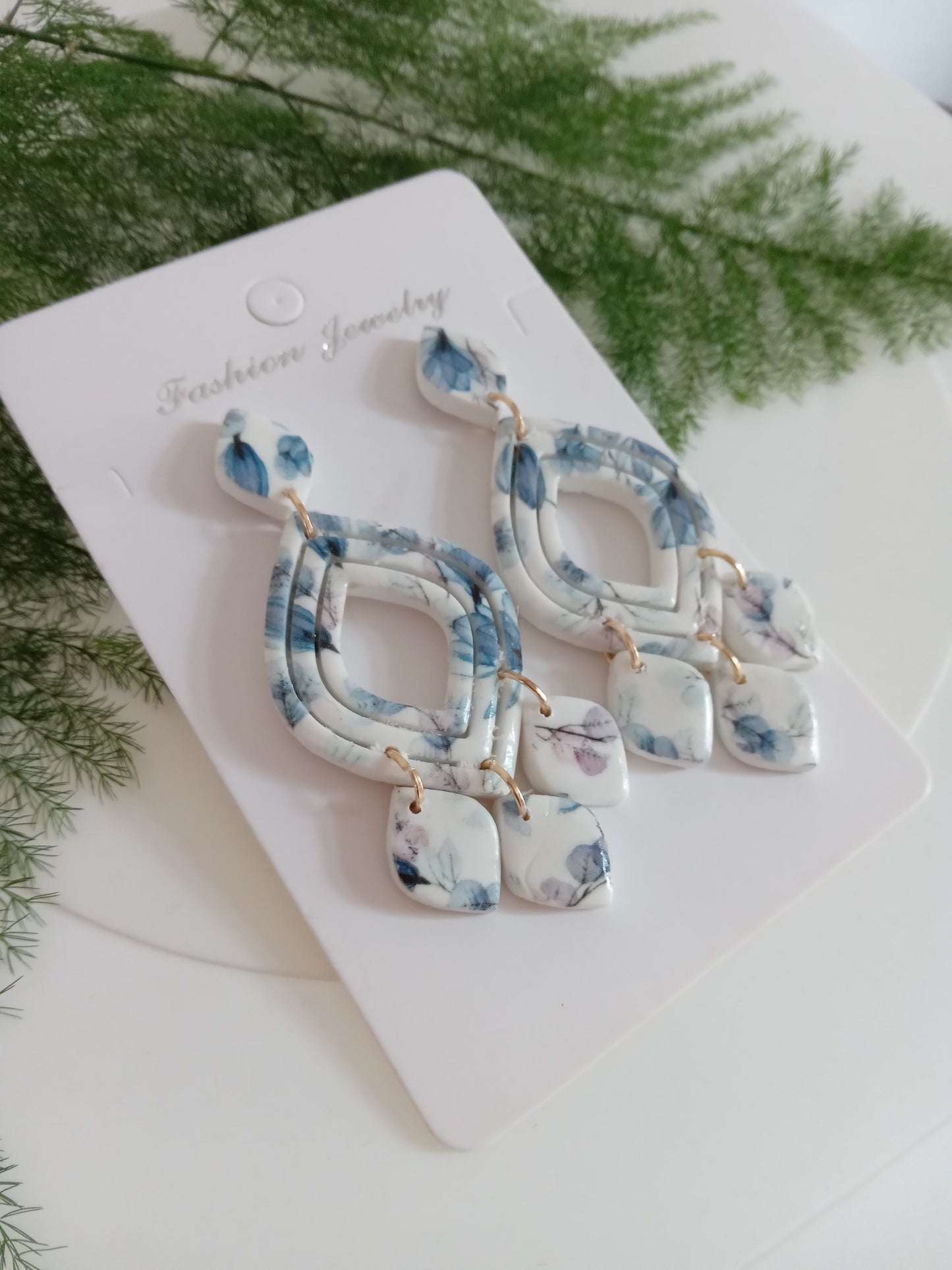 Handmade White Floral Dangle Earrings – Lightweight Boho Statement Jewelry