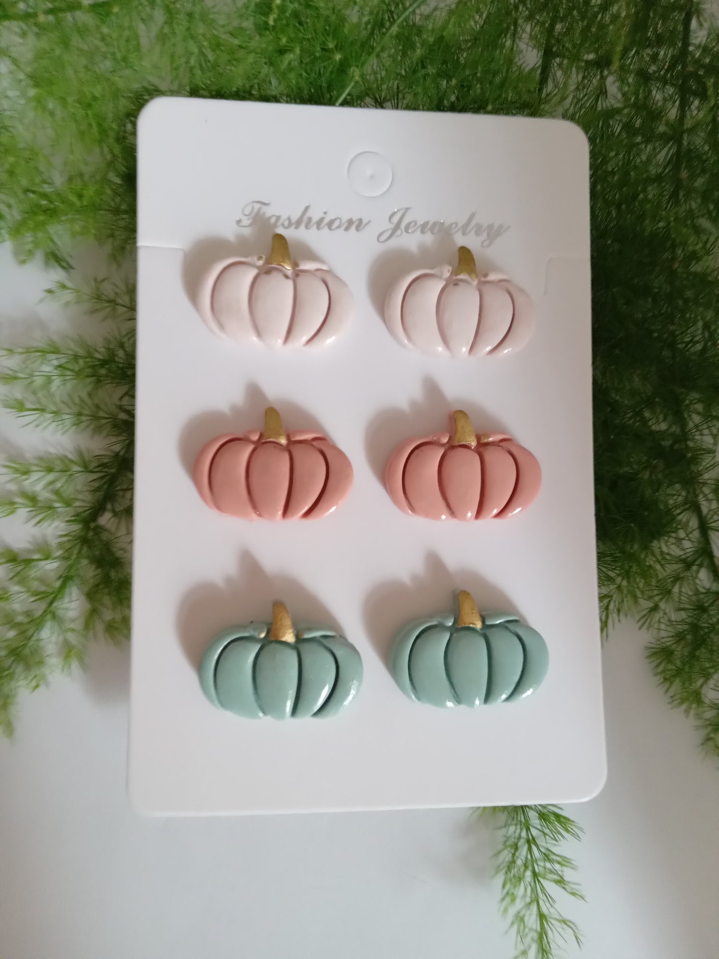 Pastel Pumpkin Polymer Clay Earrings - Cute Fall Studs for Autumn and Halloween