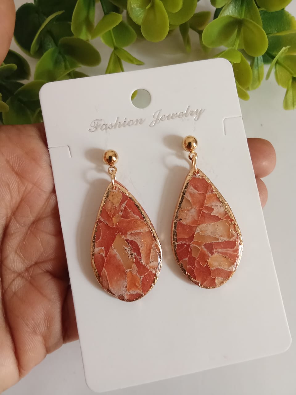 Elegant Handmade Clay Earrings - Agate Look Floral, Modern &Geometric Style