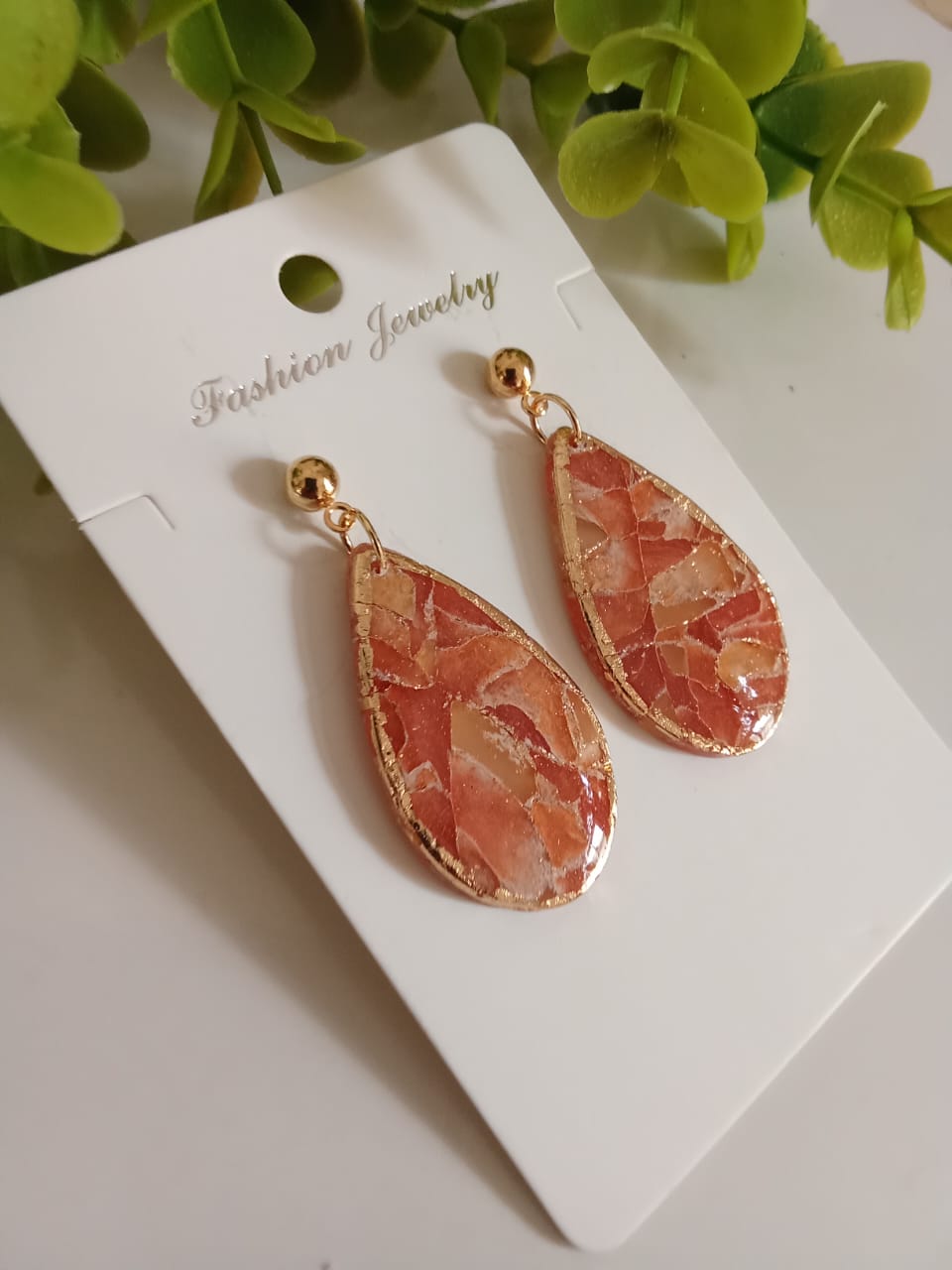 Elegant Handmade Clay Earrings - Agate Look Floral, Modern &Geometric Style