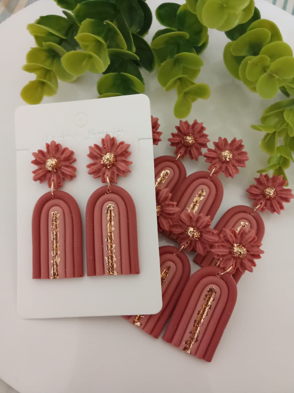 Handmade Polymer Clay Dangle Earring Statement Boho Floral Daisy Rainbow Earring for Women