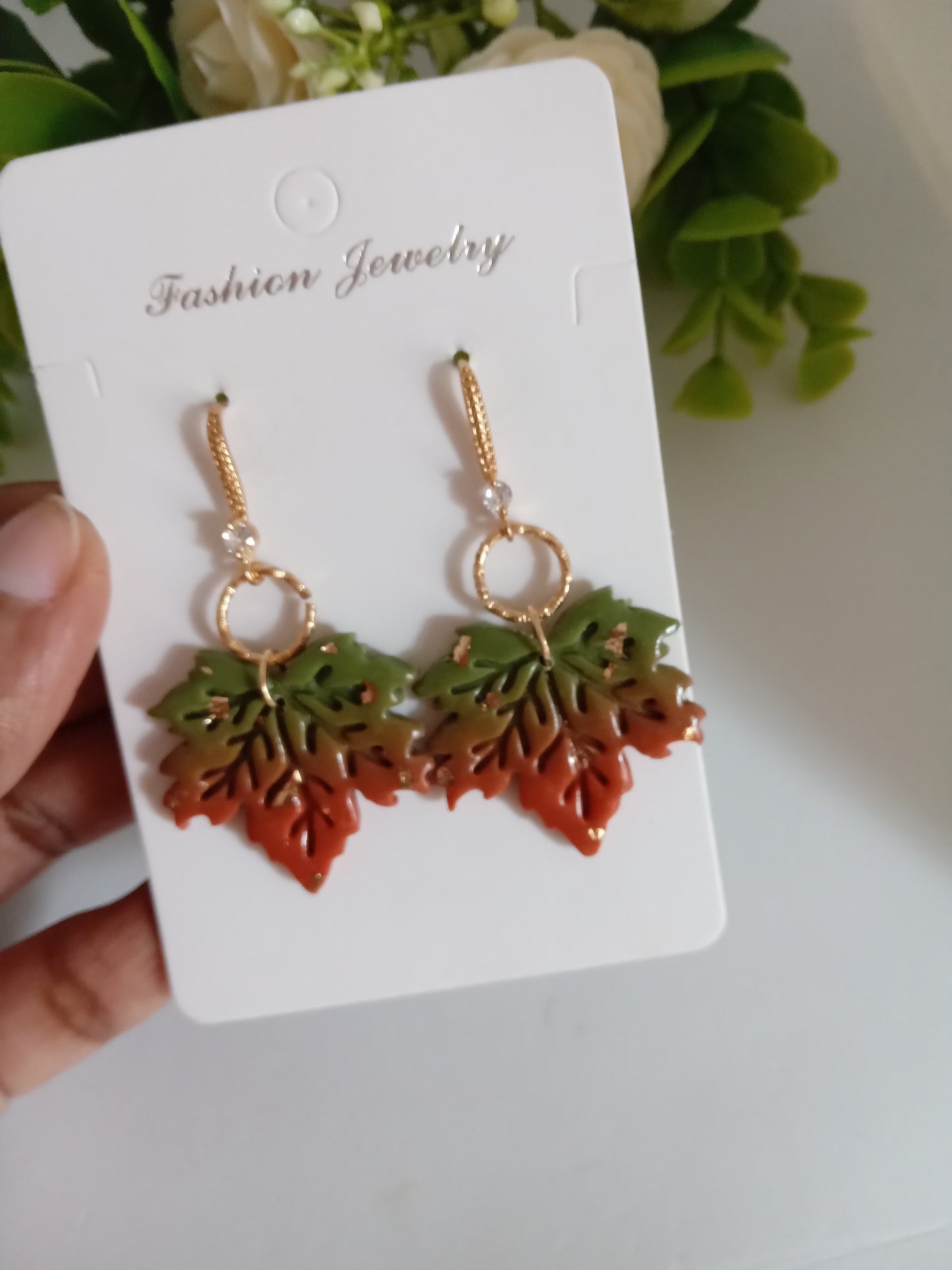 Fall Leaf Drop Earrings- Handmade Polymer Clay Maple Earrings/Autumn Jewelry for Women
