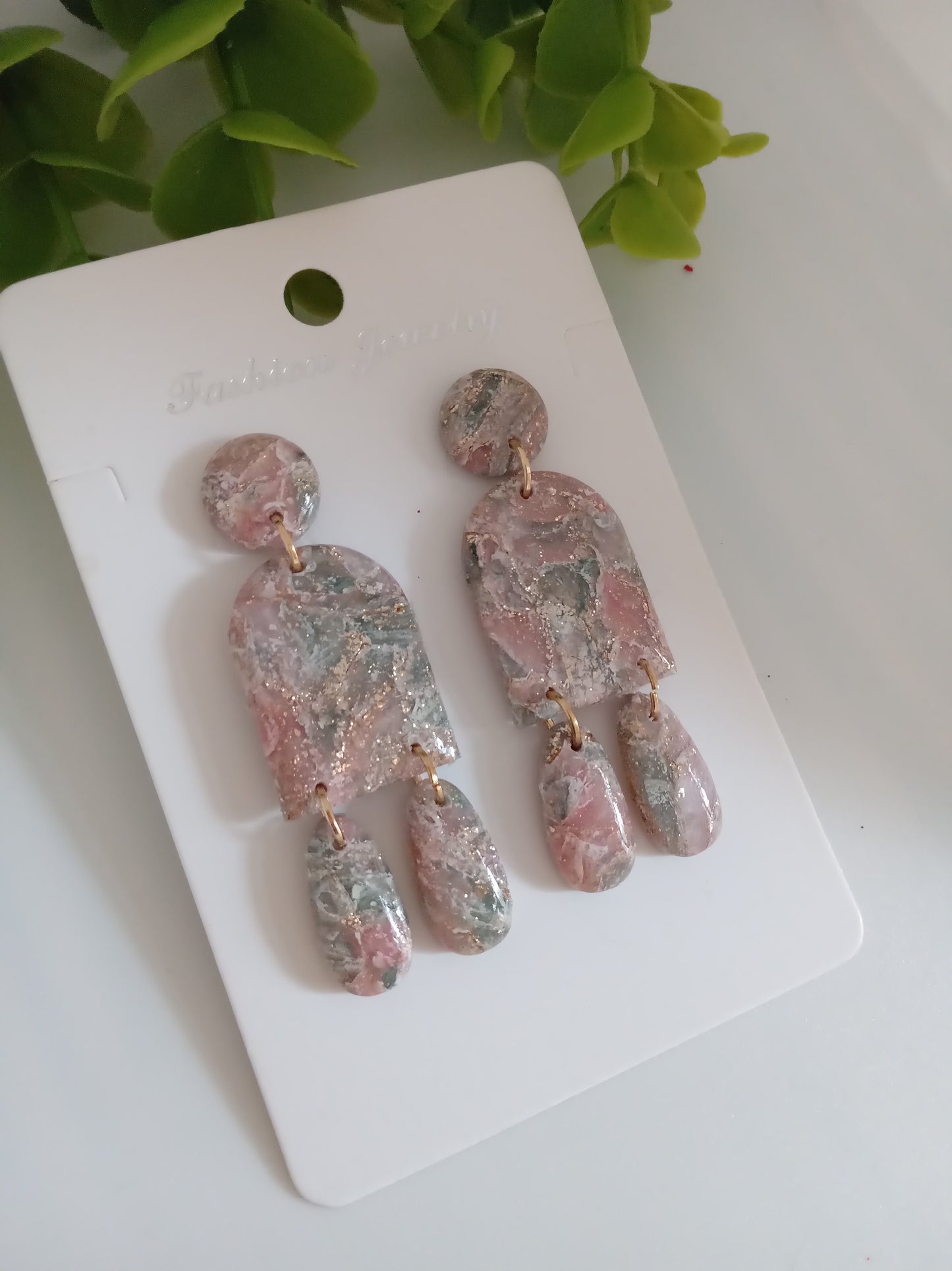 Faux Agate Translucent Polymer Clay Earrings/ Statement Dangle Lightweight Jewelry for Women