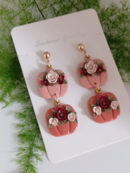 Pumpkin Polymer Clay Earrings - Cute Fall Dangles for Autumn and Halloween