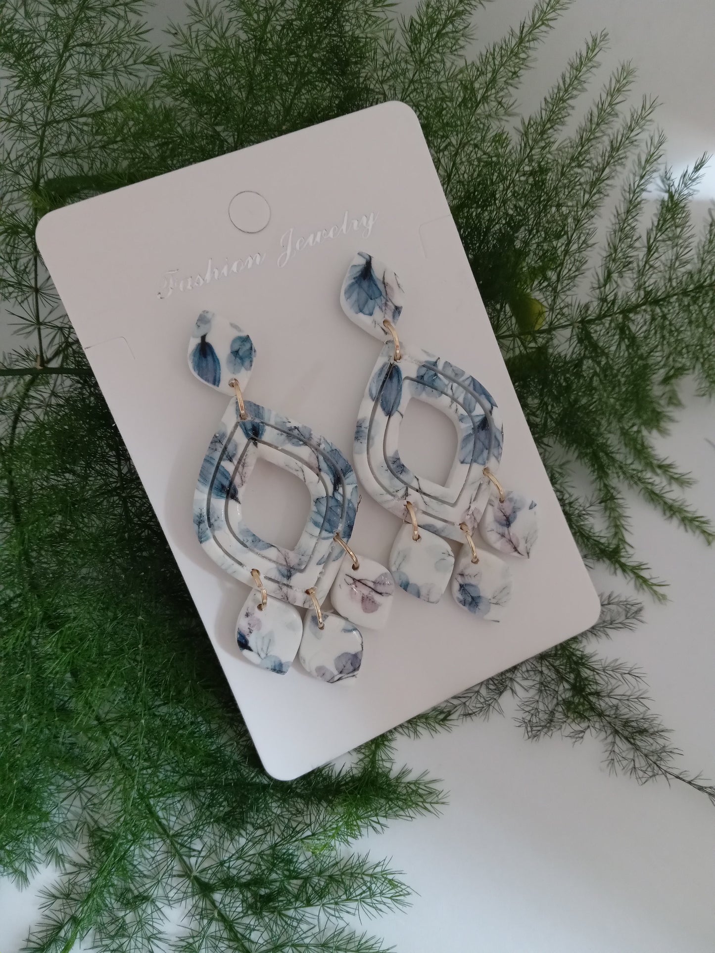 Handmade White Floral Dangle Earrings – Lightweight Boho Statement Jewelry