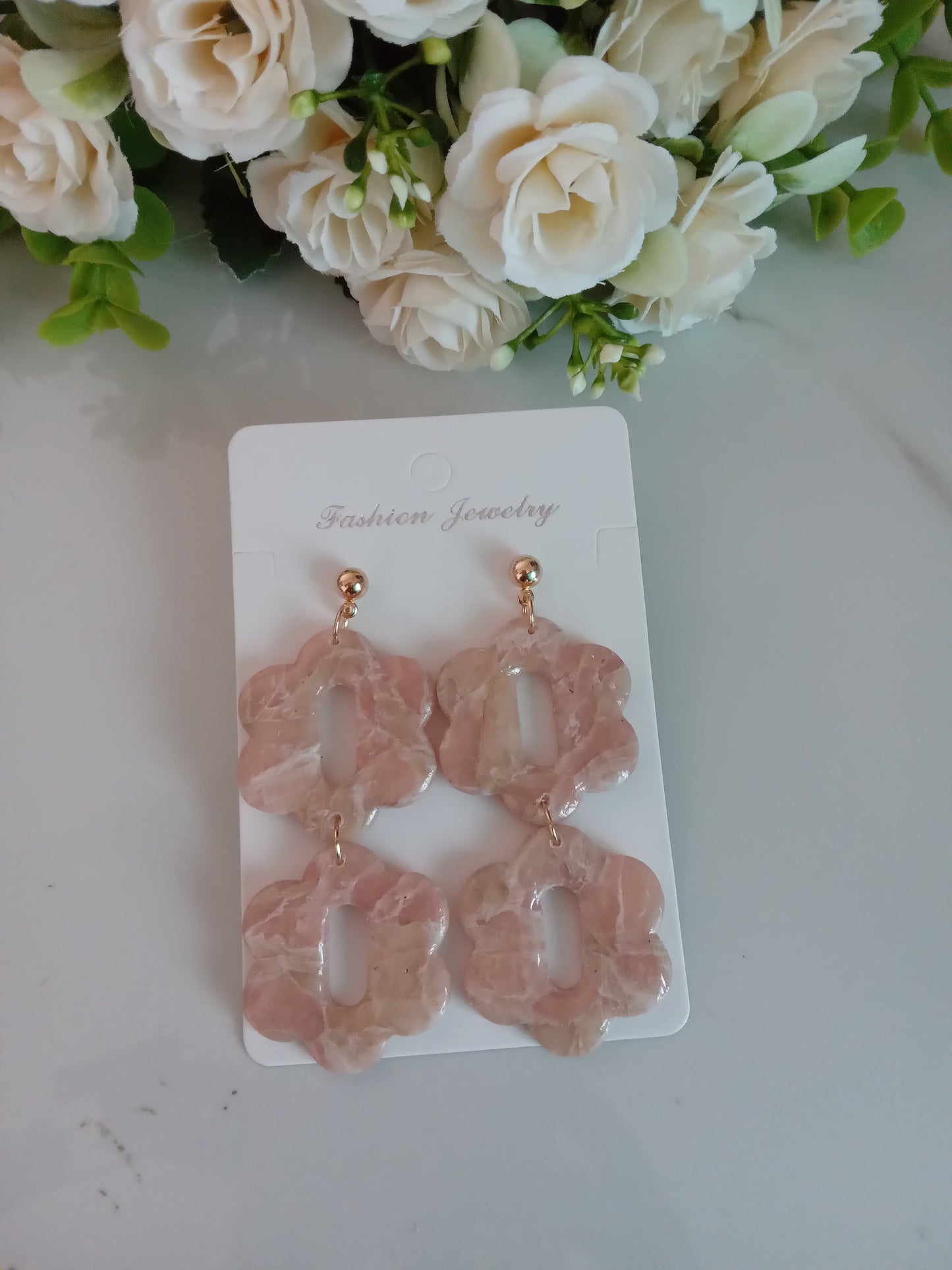 Faux Agate Translucent Polymer Clay Earrings- Handmade Crystal Inspired Dangles