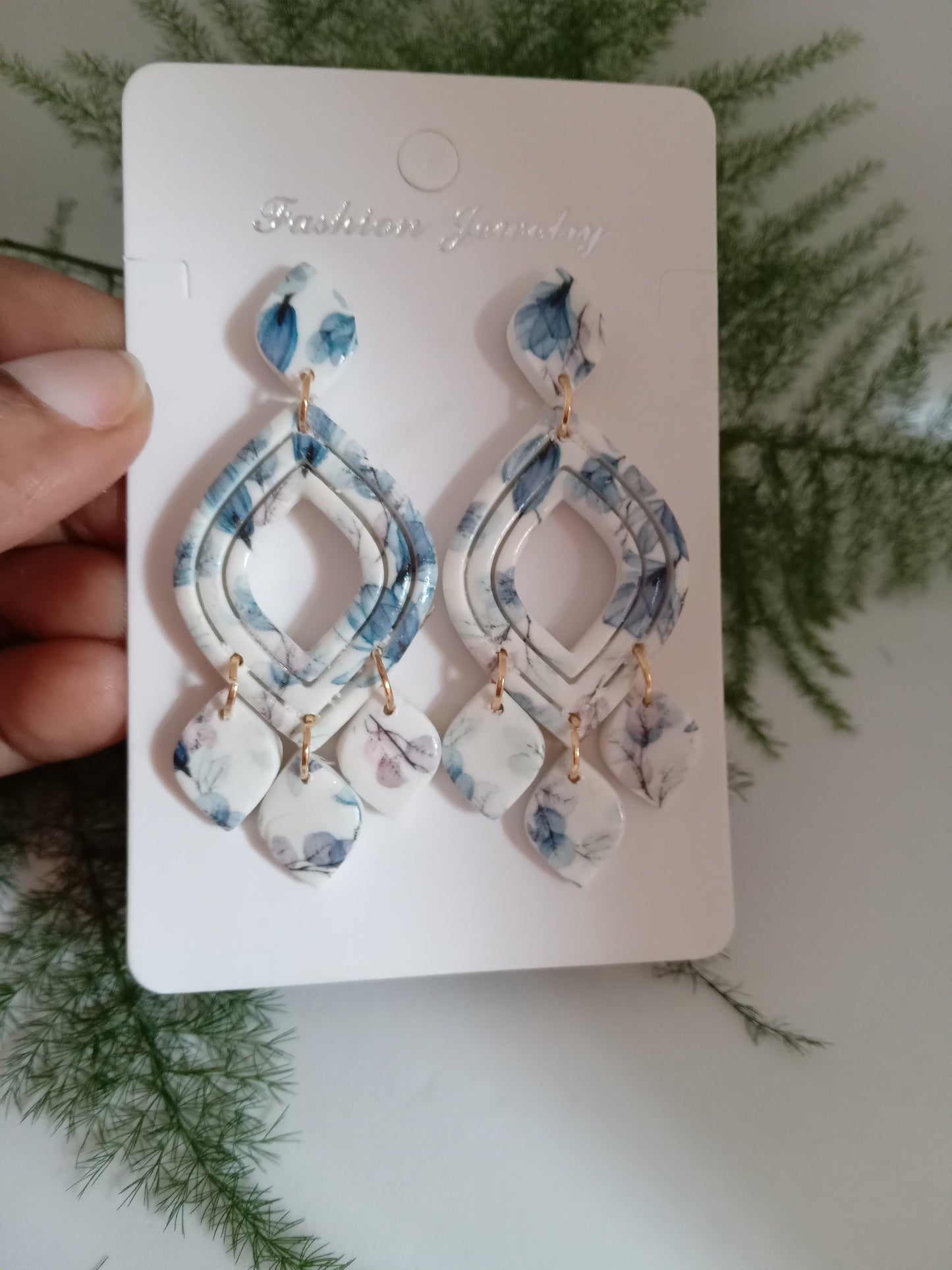 Handmade White Floral Dangle Earrings – Lightweight Boho Statement Jewelry