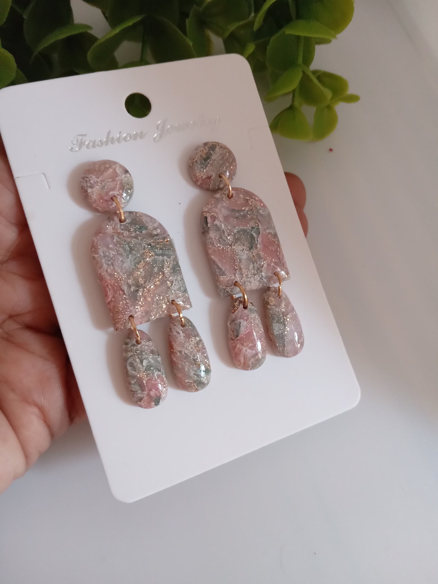 Faux Agate Translucent Polymer Clay Earrings/ Statement Dangle Lightweight Jewelry for Women