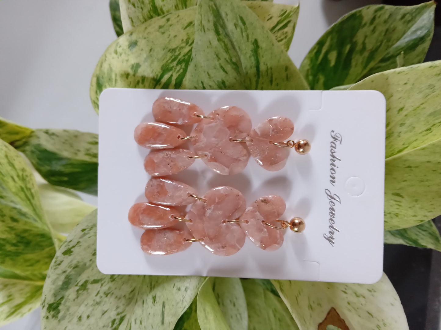 Marble Heart Dangle Earrings  - Lightweight Clay Statement Jewelry