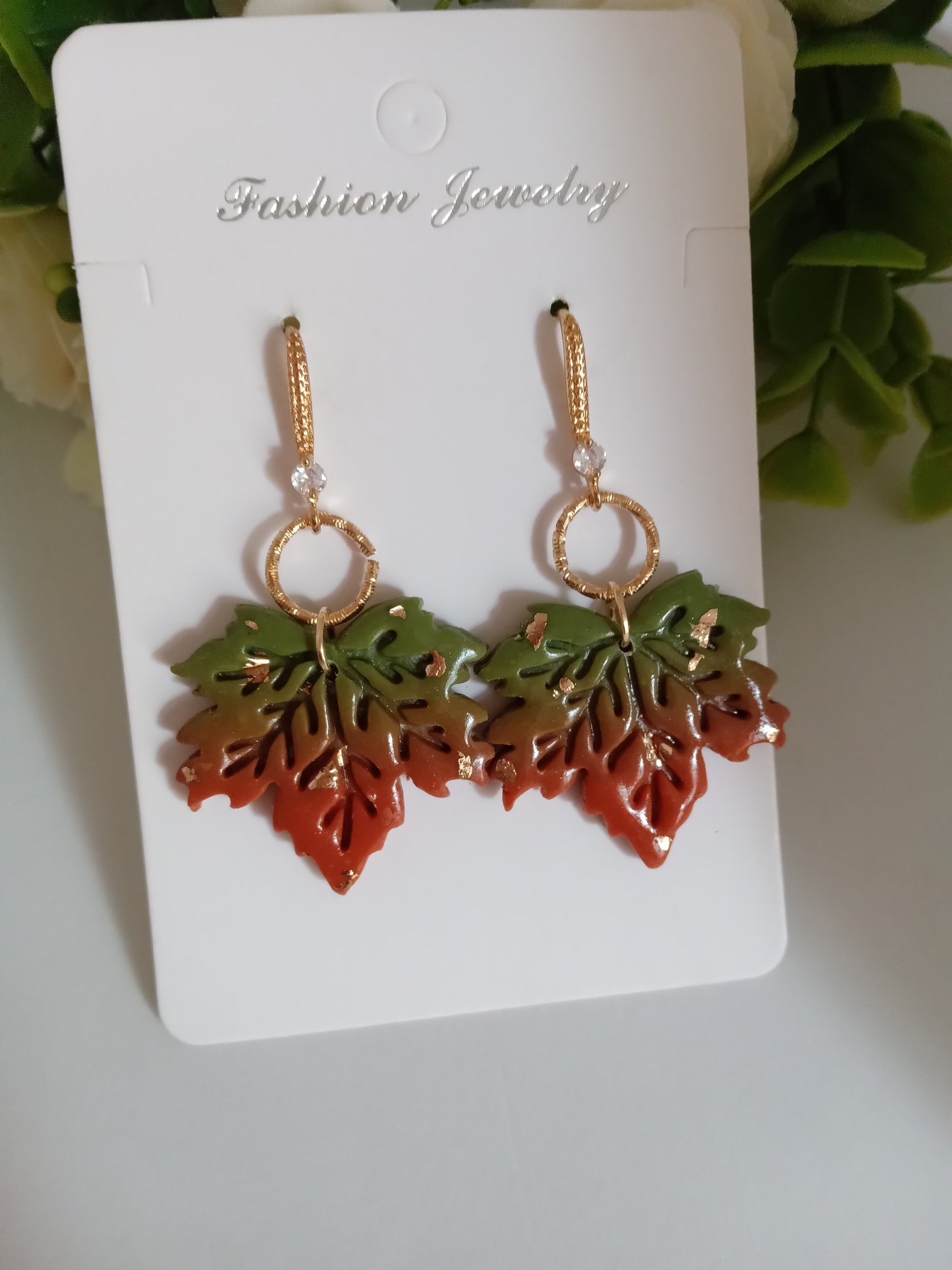 Fall Leaf Drop Earrings- Handmade Polymer Clay Maple Earrings/Autumn Jewelry for Women