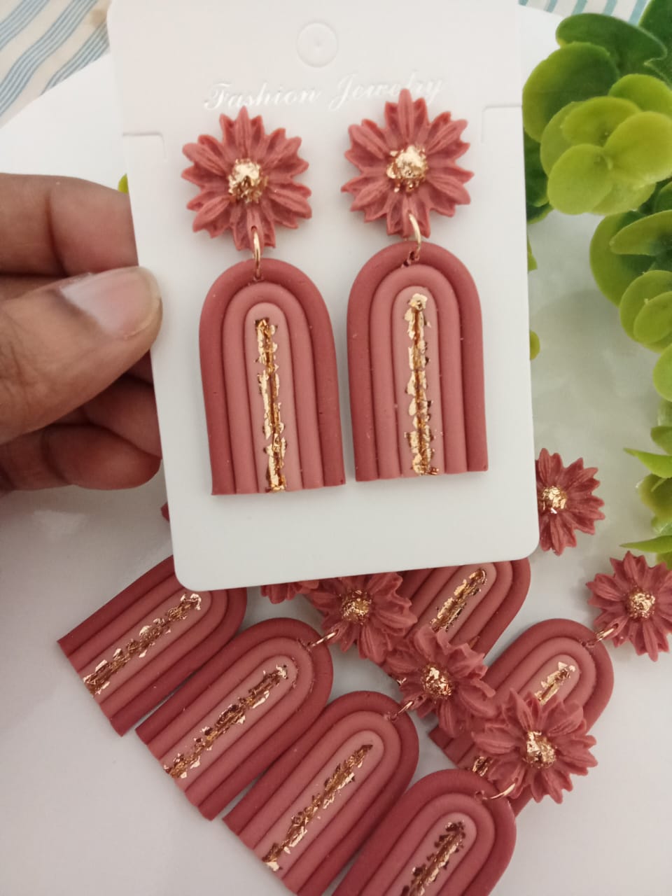 Handmade Polymer Clay Dangle Earring Statement Boho Floral Daisy Rainbow Earring for Women