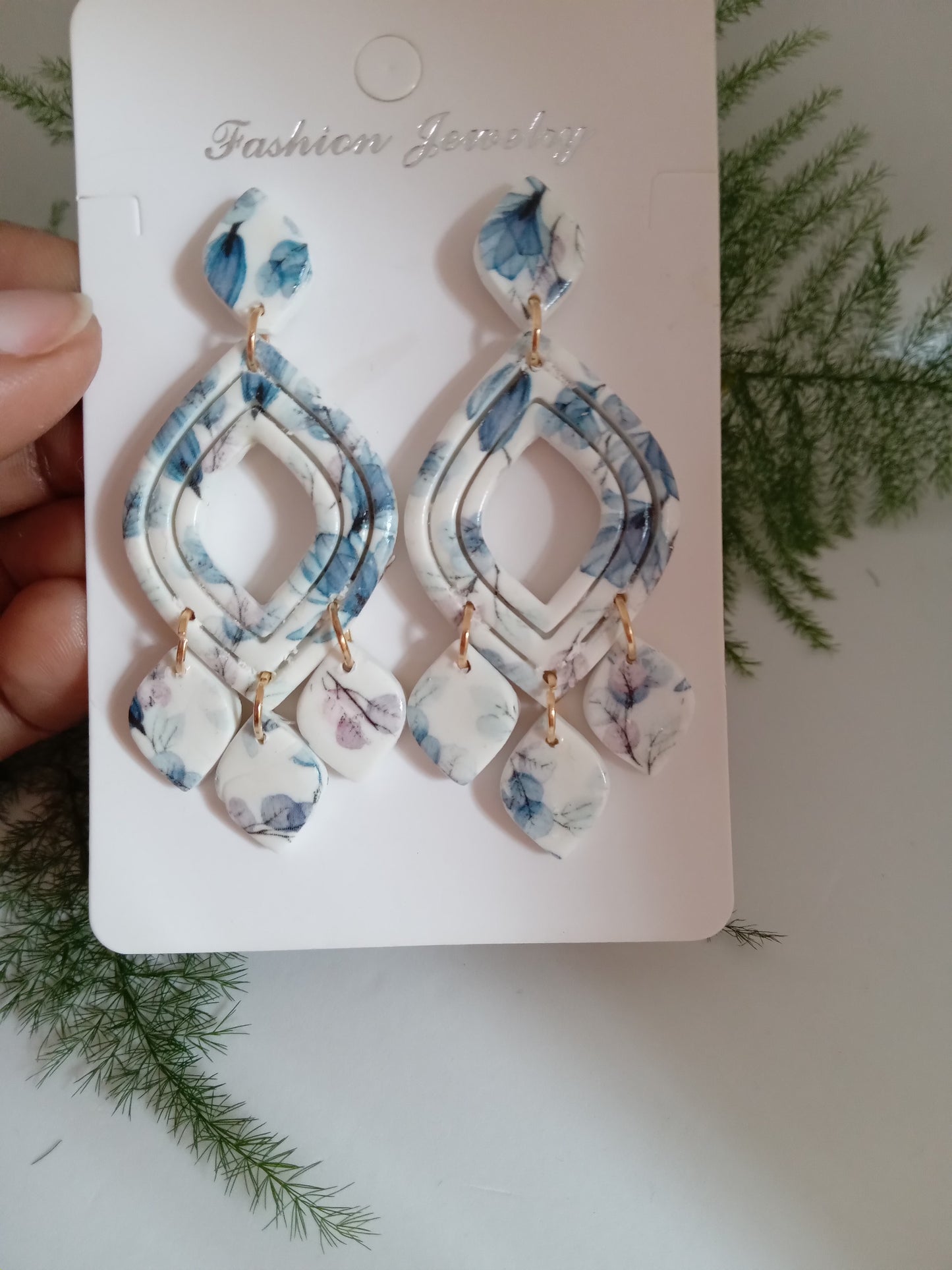 Handmade White Floral Dangle Earrings – Lightweight Boho Statement Jewelry