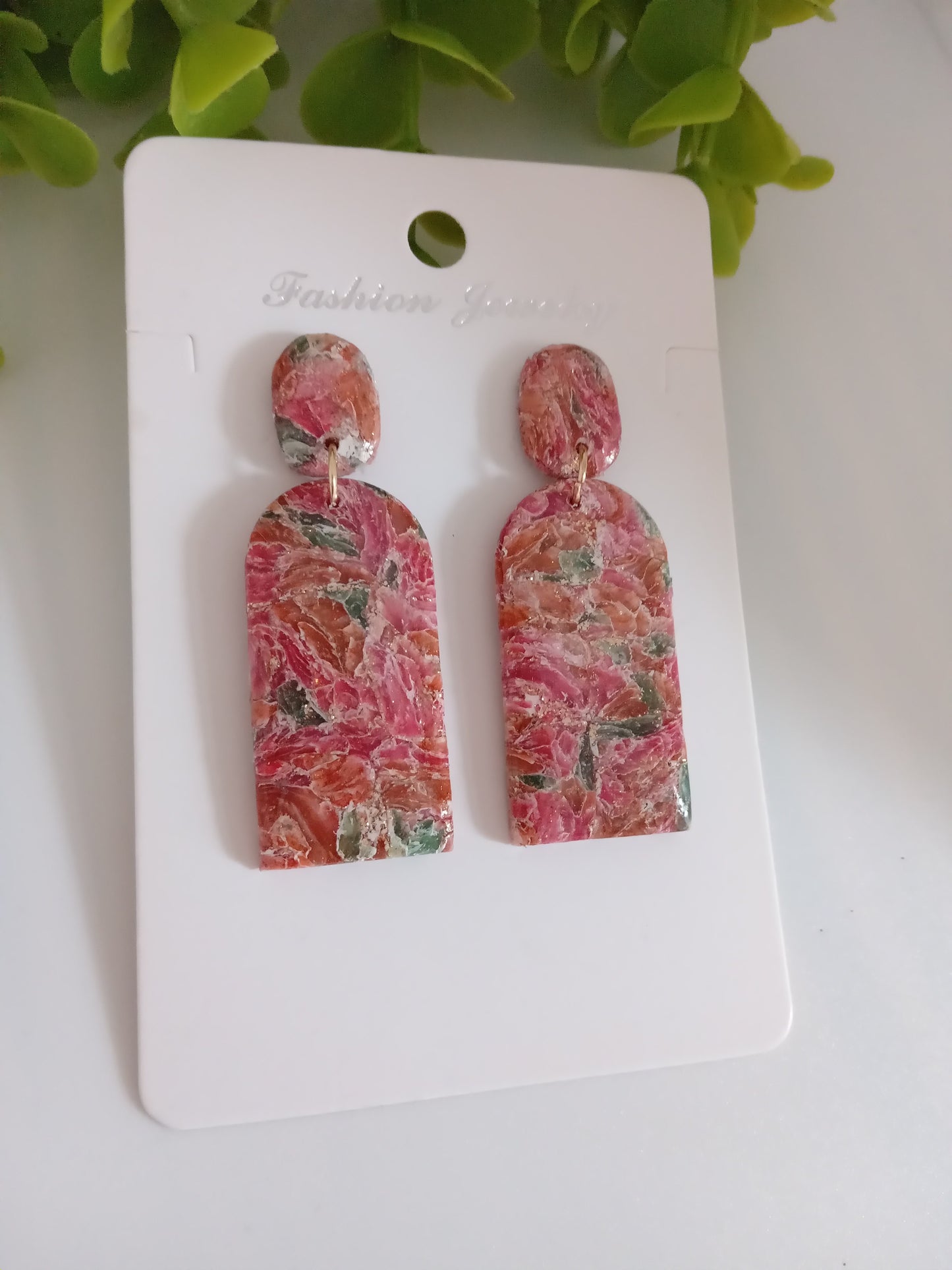 Pink Polymer Clay Earrings | Handmade Art Earrings for Women